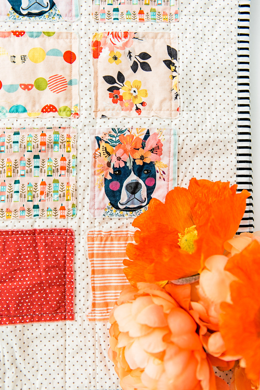 handmade-vintage-look-floral-boho-dog-theme-baby-storybook-blanket