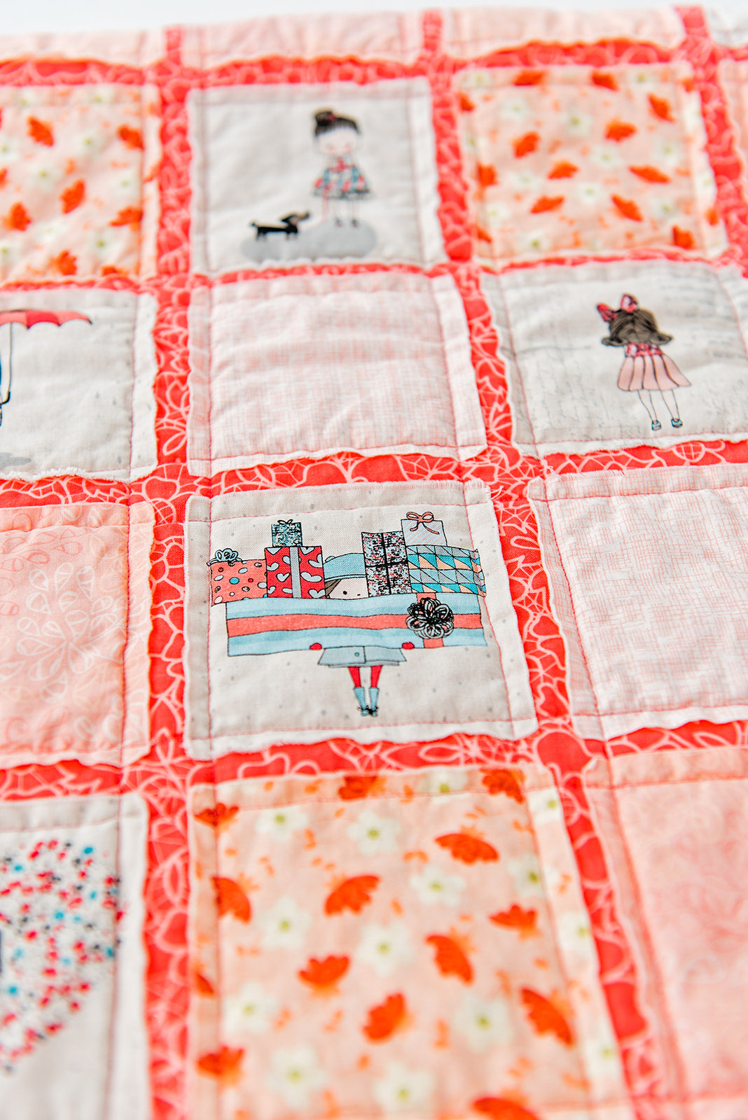 beautiful-handmade-baby-quilt-coral-mint-hot-pink-blanket-from-sugar-owl-design