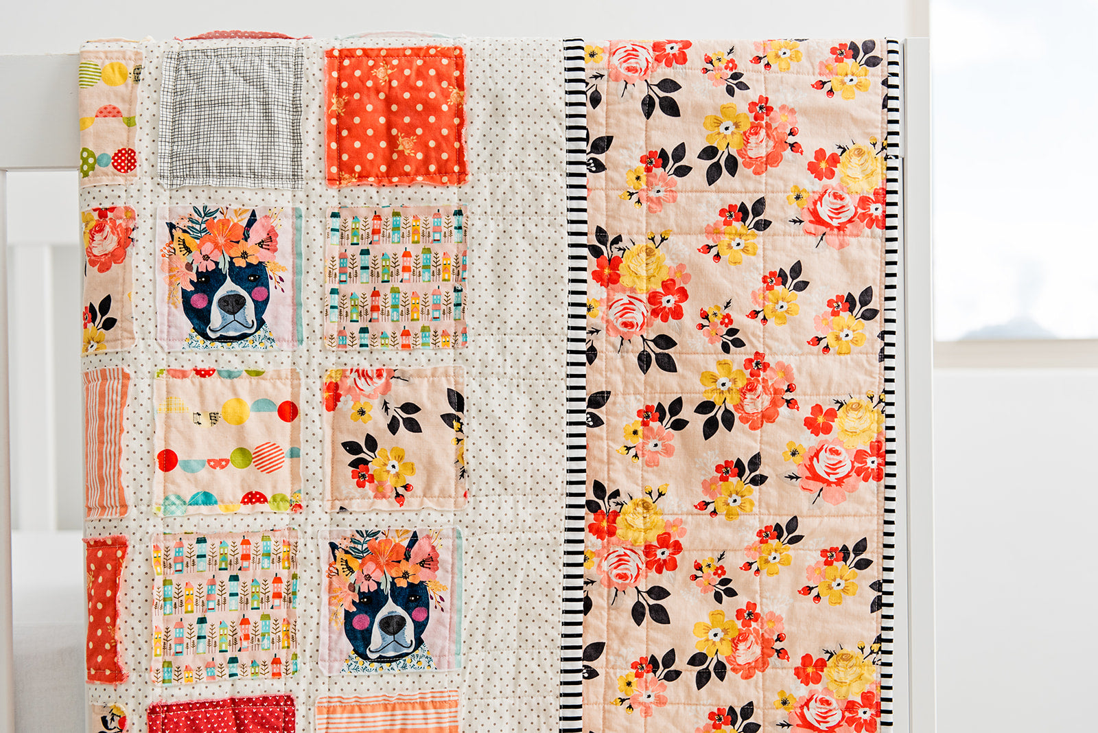 puppy-flower-crown-boho-baby-quilt-handmade-for-littles