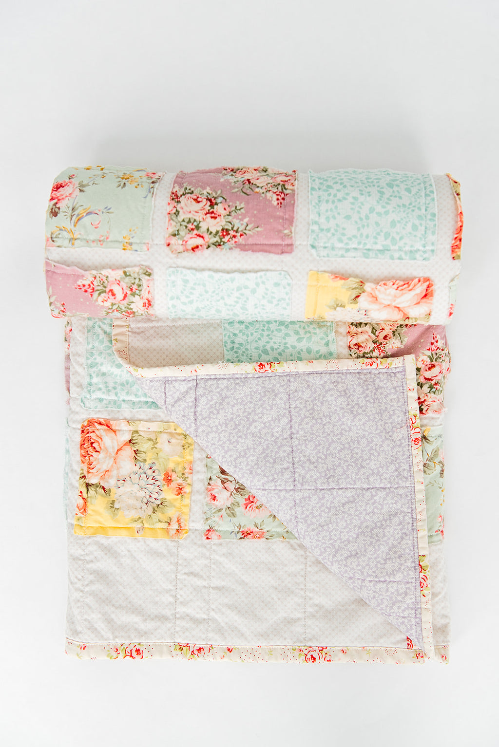 mint-pink-lavender-girly-floral-quilt-handmade-baby-blanket